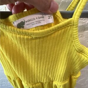 Monica + Andy Ribbed Spaghetti Strap Dress Yellow 2T